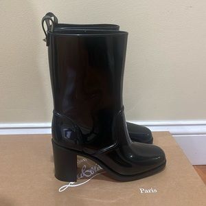 Christian Louboutin Loubirain Calf-High Rain Boots